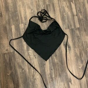Halter black strappy going out tank top shirt